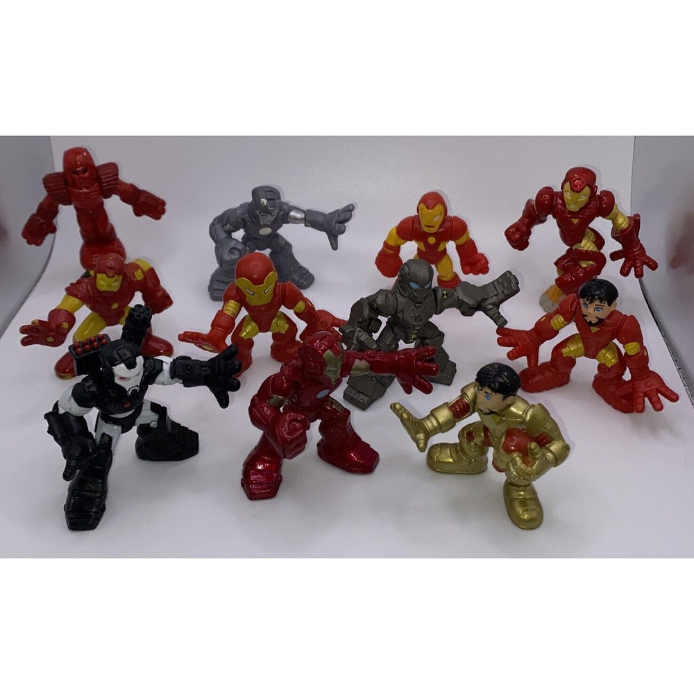 Super Hero Squad Iron Man Mark V Lot Stark War Machine Drone Dynamo Crimson Grey